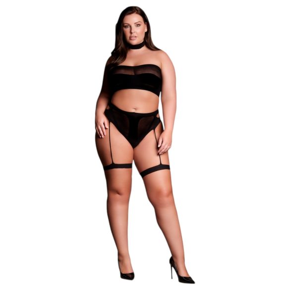 Le Désir Plus Size - 3dílná sada spodního prádla - černá (XL-4XL)