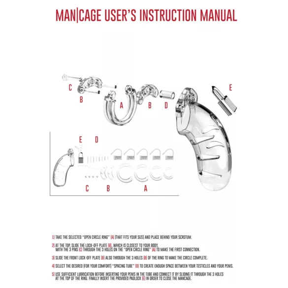 ManCage - Model 13 klec na penis (průhledná) - 6,5 cm