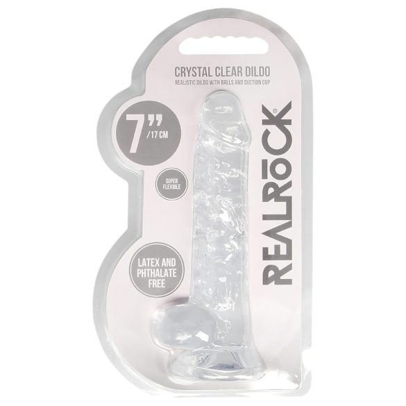 REALROCK - průhledné realistické dildo - průhledné (17 cm)