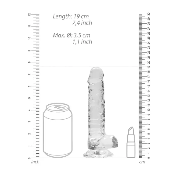 RealRock - realistické dildo - průhledné - 17 cm