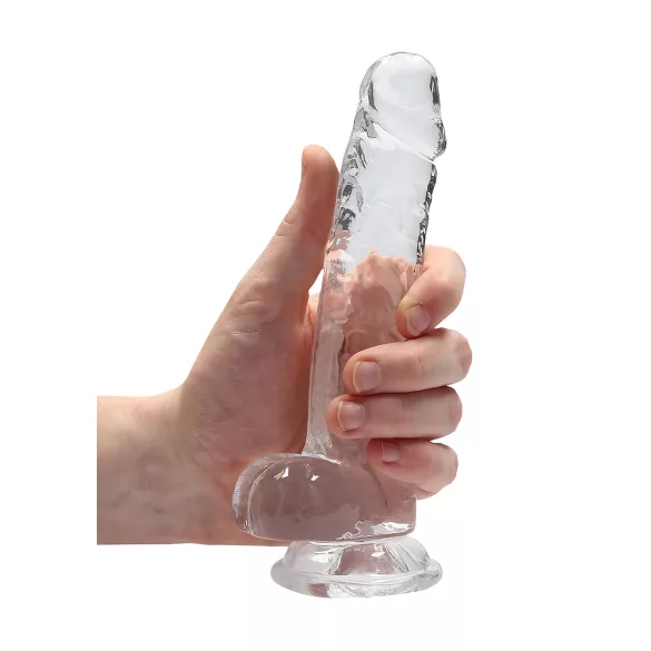 RealRock - realistické dildo - průhledné - 17 cm