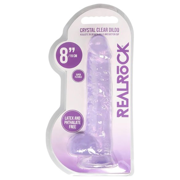 REALROCK - průhledné realistické dildo - fialové (19 cm)