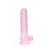 REALROCK - průhledný realistický dildo - růžový (19 cm)
