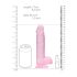 REALROCK - průhledný realistický dildo - růžový (19 cm)