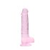 REALROCK - průhledný realistický dildo - růžový (19 cm)