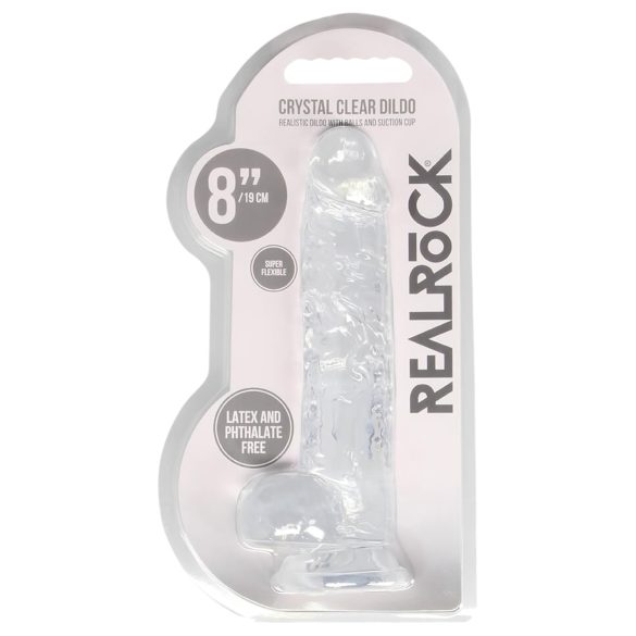 RealRock - realistický dildo - průhledné - 19 cm