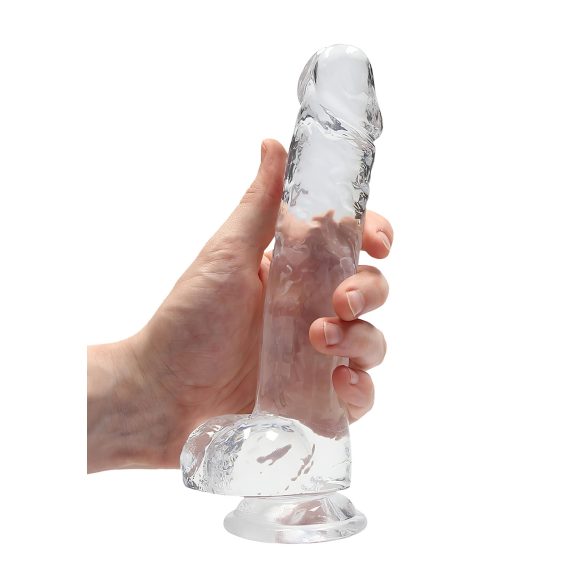 RealRock - realistický dildo - průhledné - 19 cm