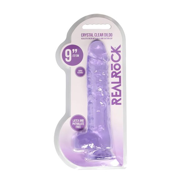 REALROCK - průhledné realistické dildo - fialové (22 cm)