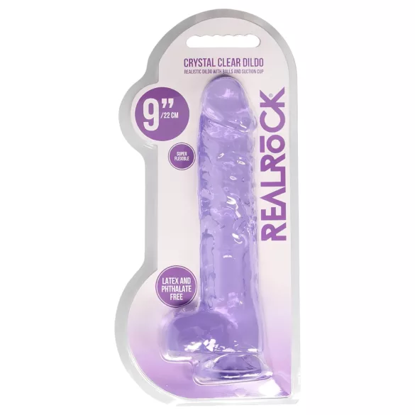 RealRock - realistické dildo - průhledné - fialové - 22 cm