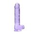 REALROCK - průhledné realistické dildo - fialové (22 cm)