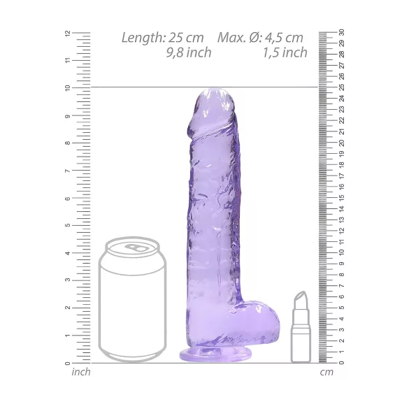 RealRock - realistické dildo - průhledné - fialové - 22 cm