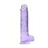 REALROCK - průhledné realistické dildo - fialové (22 cm)