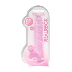   RealRock - realistické dildo - průhledné růžové - 22 cm