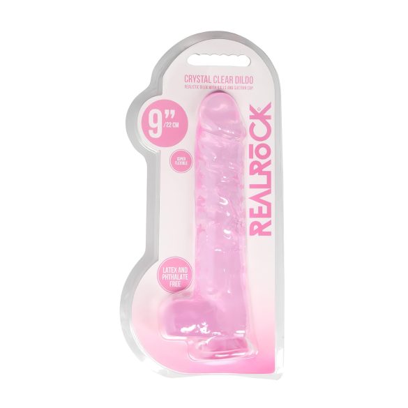 REALROCK - průsvitné realistické dildo - růžové (22 cm)