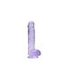 REALROCK - průhledné realistické dildo - fialové (15 cm)