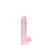 REALROCK - realistický průhledný dildo - růžový (15 cm)