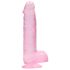 REALROCK - realistický průhledný dildo - růžový (15 cm)