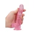 RealRock - realistické dildo - průhledné růžové - 15 cm