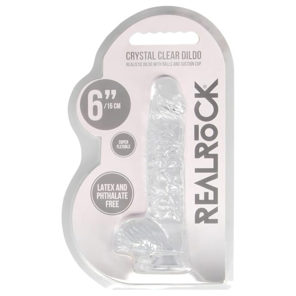 REALROCK - průsvitné realistické dildo - čiré (15 cm)