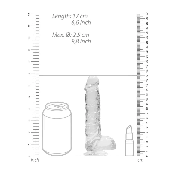 RealRock - realistické dildo - průhledné - 15 cm