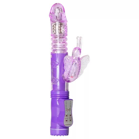 Easytoys - rotační a přirážecí vibrátor motýl - fialový
