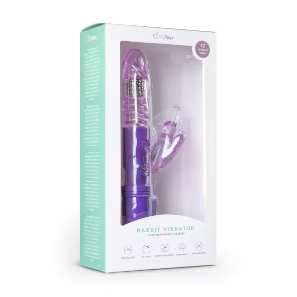 Easytoys - rotační a přirážecí vibrátor motýl - fialový