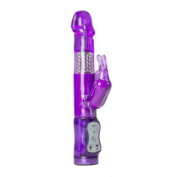 Easytoys Rabbit - rotační vibrátor s perlami a klitorálním ramenem - fialový