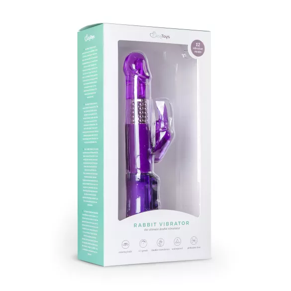 Easytoys Rabbit - rotační vibrátor s perlami a klitorálním ramenem - fialový