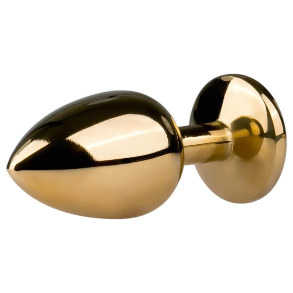 Easytoys - anální kolík s fialovým kamenem - kovový, zlatý, 2,5 cm