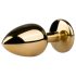 Easytoys - anální kolík s fialovým kamenem - kovový, zlatý, 2,5 cm