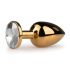 Easytoys Metal No.1 - anální kolík se zlatým kuželem a bílým kamenem (2,5 cm)