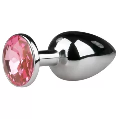  EasyToys Metal No.1 - anální kolík ve tvaru kužele s růžovým kamínkem (stříbrný, 2,7 cm)