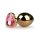 Easytoys Kovový Anální Kolík No.7 - růžový kámen, kužel, zlatý (3 cm)