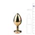 Easytoys Kovový Anální Kolík No.7 - růžový kámen, kužel, zlatý (3 cm)