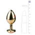 Easytoys - anální kolík s růžovým kamínkem - kovový, zlatý, 3 cm