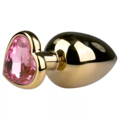   EasyToys Metal No.8 - anální kolík se srdíčkovou základnou (zlatá-růžová, 3,5 cm)