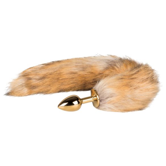 Easytoys Fox NO1 - kovový anální kolík s liščím ocasem (zlatá-červená)