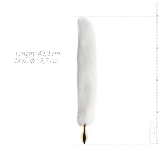 Easytoys Fox NO13 - kovový anální kolík s liščím ocasem (zlatý-bílý)