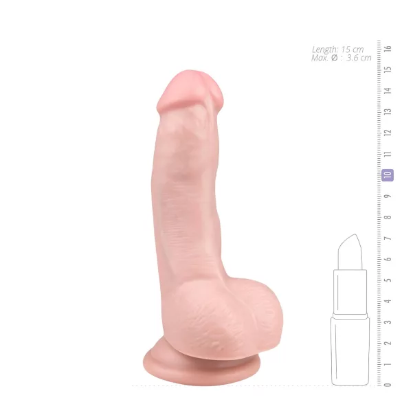 Easytoys - realistické dildo s varlaty a přísavkou 15 cm - tělová