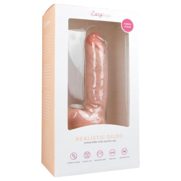 Easytoys - dildo s přísavkou a varlaty (22,5 cm) - přírodní