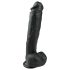Easytoys - přísavkový, varlatý velký dildo (26,5 cm) - černý