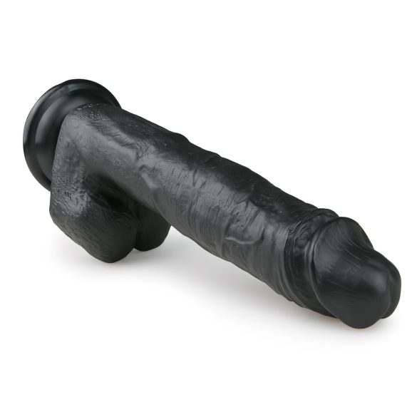 Easytoys - přísavkový velký dildo s varlaty (26,5 cm) - černý