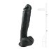 Easytoys - přísavkový, varlatý velký dildo (26,5 cm) - černý