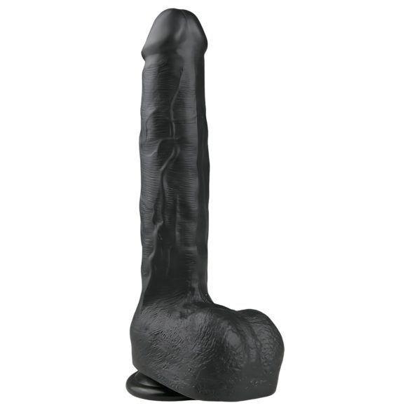 Easytoys - přísavkový velký dildo s varlaty (29,5 cm) - černý