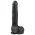 Easytoys - přísavkový velký dildo s varlaty (29,5 cm) - černý