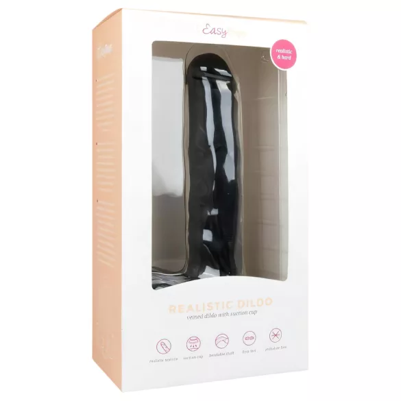 Easytoys - realistické dildo s přísavkou a varlaty - černé 29,5 cm