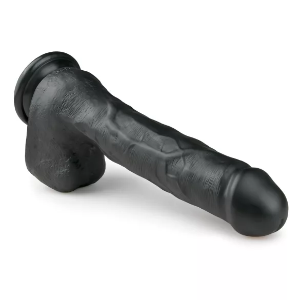 Easytoys - realistické dildo s přísavkou a varlaty - černé 29,5 cm