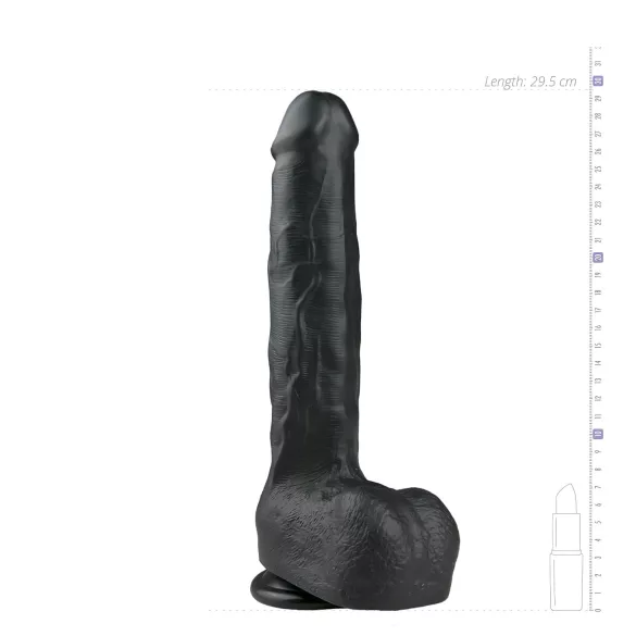 Easytoys - realistické dildo s přísavkou a varlaty - černé 29,5 cm
