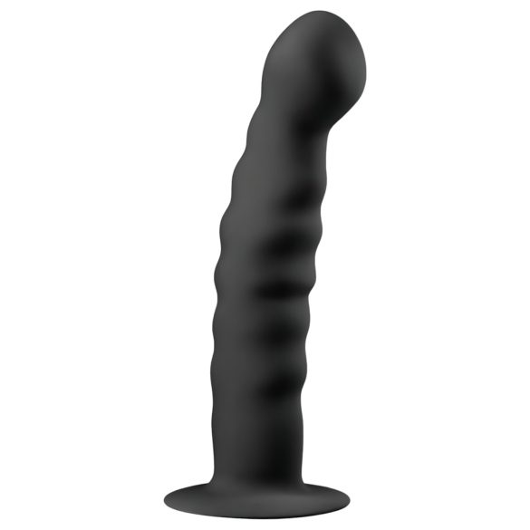 Easytoys Ribbed - anální dildo s přísavkou (14 cm) - černé