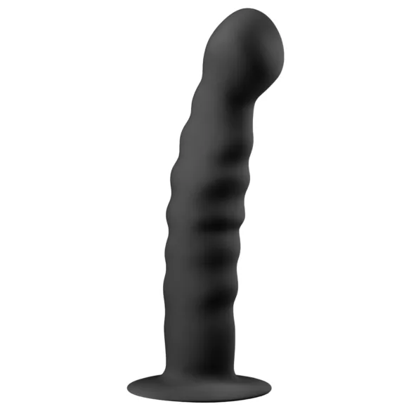 Easytoys - anální dildo s přísavkou - žebrované - černé 14 cm
